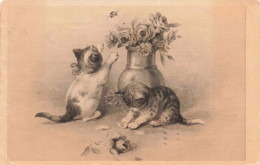 ANIMAUX - Chats - Des Chatons Jouant Avec Des Fleurs - Carte Postale Ancienne - Chats