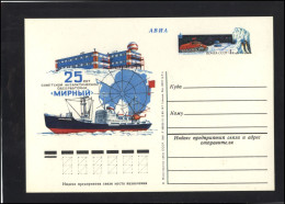 RUSSIA USSR Post Card Stamped Stationery USSR PK OM 091 Antactic Exploration Penguins Ship - Ohne Zuordnung