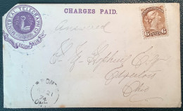 Canada RARE MONTREAL TELEGRAPH Co Envelope Cds 1874/MONT 6c Queen Victoria>Cleveland Ohio US (cover Telegram Telegramme - Briefe U. Dokumente