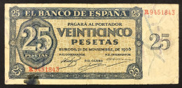 SPAGNA SPAIN Espana 25 Pesetas 1936  Pick#99 Lotto.2337 - 25 Peseten