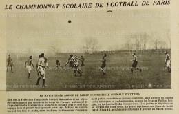 1920 FOOTBALL SCOLAIRE DE PARIS - LYCÉE JANSON DE SAILLY ( PARIS 16 ) = ÉCOLE NORMALE D'AUTEUIL - LE MIROIR DES SPORTS - Autres & Non Classés