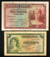 Spagna ESPAÑA 5 + 10 Pesetas 1935 Lotto 2312 - [ 4] 1975-… : Juan Carlos I