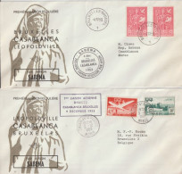 1953 - 1° VOL DIRECT SABENA CASABLANCA (MAROC) - BRUXELLES (BELGIQUE) - ENVELOPPES ALLER ET RETOUR ! - Lettres & Documents