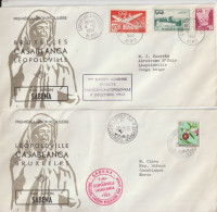 1953 - 1° VOL DIRECT SABENA CASABLANCA (MAROC) - LEOPOLDVILLE (CONGO BELGE) - ENVELOPPES ALLER ET RETOUR ! - Cartas & Documentos