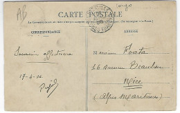 Cachet Postal " BRAZZAVILLE - CONGO FRANCAIS " 1906 Sur CPA BRAZZAVILLE  Vers NICE ( Ex Colonie Francaise ) - Covers & Documents