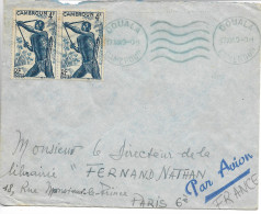 DOUALA Cameroun Oblitération Mécanique Bleue Sur 2x 4F 1949        ...G - Aéreo