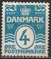 DENMARK 1905-1917 Figures WM 4 Ore Blue Michel 45 B /  Y&T 51 MH - Unused Stamps