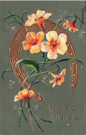 FÊTES ET VOEUX - Bonne Année - Fleurs - Fer à Cheval - Carte Postale Ancienne - Easter