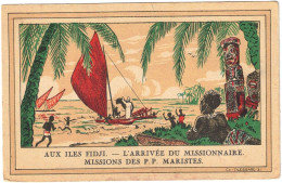 Océanie - Fidji - Aux Iles Fidji - L'arrivée Du Missionnaire - Missions Des P.P. Maristes - Carte Avec Correspondance - Figi