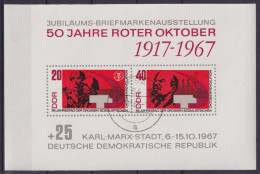 DDR Block 26 50 Jahre Roter Oktober 1917-1967 20 + 40 Pf Gestempelt Riesa - Andere & Zonder Classificatie