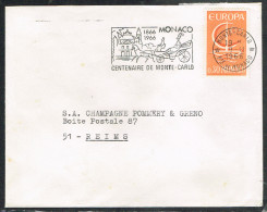 EUR66-L4 - MONACO N° 898 EUROPA Sur Lettre Avec Flamme Centenaire De Monte-Carlo - Storia Postale