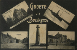 Breskens (Zld.) Groete Uit - Meerluik Oa Dorpstraat Met Stoomtram! Zie Vergroting Beeld Links Onder) 1907 Zeldzaam - Breskens