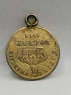 PENDENTIF DORE 20 CENTIMES ARGENT 1866 A PARIS NAPOLEON III FRANCE / SILVER - 20 Centimes