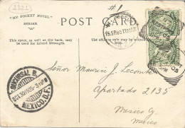 NZ - FRANKED PC (VIEW OF OLD HAMPTON UK) FROM WESTPORT TO MEXICO - GOOD DESTINATION - 1905 - Covers & Documents