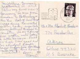 70753 - Bund - 1974 - 70Pfg Heinemann EF A AnsKte HEIDELBERG - ... -> Akron, OH (USA) - Lettres & Documents
