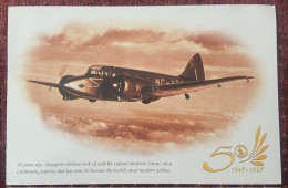 Delcampe - SINGAPORE ARLINES ,AIRSPEED CONSUL, AIRLINE, 1947-1997 ,POSTCARD - Singapur