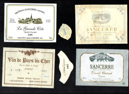 SANCERRE   LOT DE 4 ETIQUETTES DE VIN LOT  44 - Lots & Sammlungen