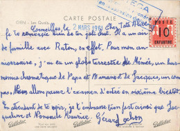 Vignette Poste Enfantine Sur Carte Postale 2 Mars 1961 Courrier Cachet En Suspension De Taxes , Timbre - Covers & Documents