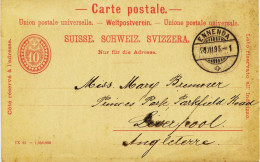 8705  - SUISSE -  PRECURSEUR - ENTIER POSTAL  VOYAGE EN  JUILLET 1895 -  D' ENNENDA - Ennenda