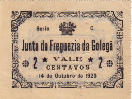 Portugal  -Cédula  Rara  ,Junta De Freguesia  Da Golegã  Nº 1045  2 Centavos  Série  C  -14-10 -1920 - Portugal
