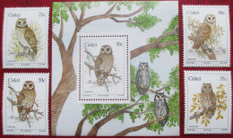 Ciskei 1991  Owl  4 V + S/S  MNH - Hiboux & Chouettes