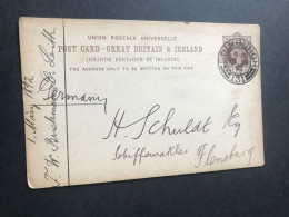 1892UPU Post Card GB & Ireland Post Mark Edinburgh With Broken Arcs No.131 Sent To Germany See Photos - Leitrim