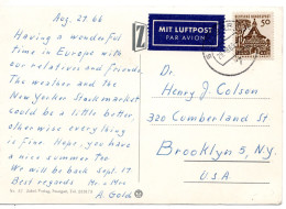 70761 - Bund - 1965 - 50Pfg Kl.Bauten EF A LpAnsKte STUTTGART -> Brooklyn, NY (USA) - Cartas & Documentos