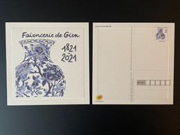 France 2021 Stationery Entier Ganzsache Faïencerie De Gien 1821 Pottery Steingut - Porcelana