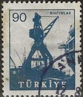 TURKEY 1959 Crane Loading Kars (container Ship) - 90k. - Blue FU - Usados