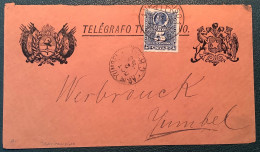 RRR ! TELÉGRAFO TRANSANDINO (Argentina/Chile) VALPARAISO 1890 Telegraph Cover>Yumbel (telegram Telegramme - Cile