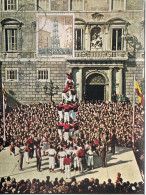 52185. Tarjeta Maxima  MADRID 1967. Els CASTELLERS, Torre Humana En Fiestas Populares, Ante Ayuntamiento Barcelona - Tarjetas Máxima