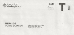 Lettre T Eco 20gr Pour Fondation Des Hopitaux - Karten/Antwortumschläge T