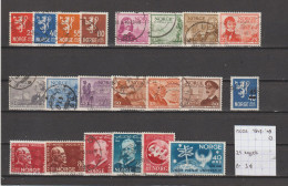 (TJ) Noorwegen 1947-'49 - 21 Zegels (gest./obl./used) - Verzamelingen