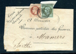Napoléon 1ct + Napoléon Lauré 2ct Sur Bande Pour Imprimés En 1865 Pour Mamers - O 7 - 1849-1876: Période Classique
