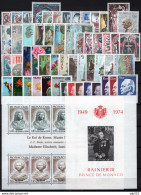 Monaco 1974 Annata Completa / Complete Year Set **/MNH VF - Volledige Jaargang