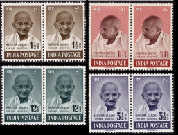 India 1948 Mahatma Gandhi Mourning 2 X 4v SET (2 Sets) Mounted Mint, NICE COLOUR As Per Scan - Unused Stamps