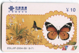 Télécarte China Unicom : Papillon - Papillons
