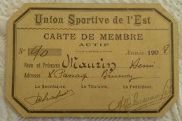 SPORT CARTE DE MEMBRE L'UNION SPORTIVE DE L'EST 1908 Charenton St Mandé - Athletics