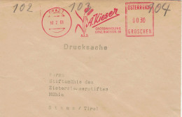EMA Graz 1961 A. Kieser Grosshandlung Glacis-Str. - Gras Getreide Samen > Stiftsmühle Zisterzienser Stams - Franking Machines (EMA)