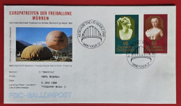 LIECHTENSTEIN 1980 679 680 ON DOLDER BALLOONING WEEK MÜRREN SWITZERLAND FDC BALLONPOST - Cartas & Documentos
