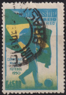 1950 Brasilien Aéreo ° Mi:BR 754, Sn:BR C79, Yt:BR PA65, Fussballspieler Mit Landesflagge - 1950 – Brazilië