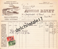 96 0577 VERVIERS BELGIQUE 1928 Importation Denrées Coloniales Cafés Anatole BINET Chocolat Du Croissant D'Or à L'ÉVEIL  - Alimentos