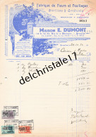 96 0527 BRUXELLES BELGIQUE 1950 Fabrique De Fleurs & Feuillages Artificiels Maison E. DUMONT Rue De La Montagne - Artigianato