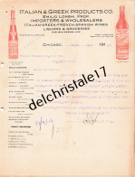 96 0433 CHICAGO ÉTATS-UNIS 1914 Italian & Greek Products Emilio LONGHI Wines Liquors & Groceries Wabash Avenue à MERCIER - USA