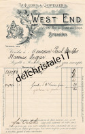 96 0410 BRUXELLES BELGIQUE 1911 Tailleurs & Chapeliers WEST END Rue Du Fossé Aux Loups à MOSSES - Kleidung & Textil