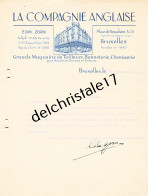 96 0338 BRUXELLES BELGIQUE 1937 Gds Magasins Tailleurs Bonneterie Chemiserie LA COMPAGNIE ANGLAISE Pl De Brouckère - Vestiario & Tessile