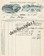 96 0339 CHARLEROI BELGIQUE 1915 Épicerie Anglaise Distillerie N. DANDOIS & Cie Vins Champagne Liqueurs à ÉTAT BELGE - Alimentaire