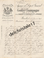 96 0278 BRUXELLES BELGIQUE 1891 Vins Spiritueux E. COLSAUX Champagne GENTRY Maison DAUBRAY ÉPERNAY à KUNCKELMANN - Alimentare