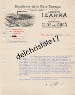 96 0269 BRUXELLES BELGIQUE 1938 Importateur Liqueur Izarra Armagnac Clos Des Ducs A. DENÈGRE Distillerie Cote Basque - Food