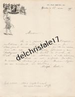 96 0258 BRUXELLES BELGIQUE 1897 Entête Cabaret Du Lion D'Or Rue GRÉTRY Signée Adolphe LETELLIER - 1800 – 1899